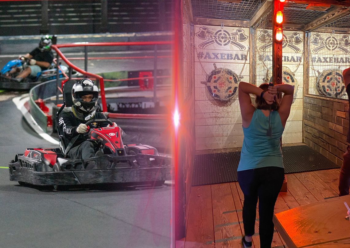 3 Kart Races & Axe Throwing (Large Group 940 ppl.) Skip The Line